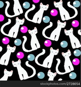 black background with white cats