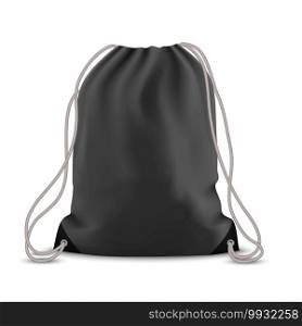 Black backpack bag. Sport bag mockup on white background. Backpack bag isolated