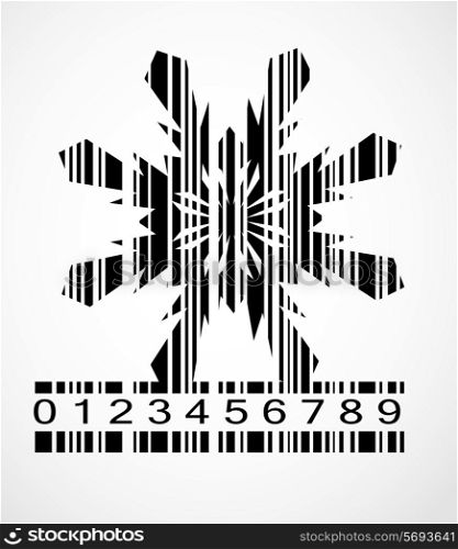 Black Barcode Snowflake Image Vector Illustration. EPS10