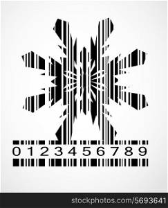 Black Barcode Snowflake Image Vector Illustration. EPS10