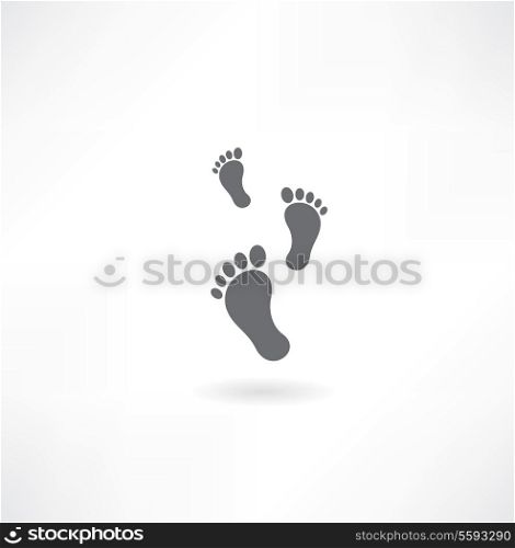 Black bare footsteps isolated on white background