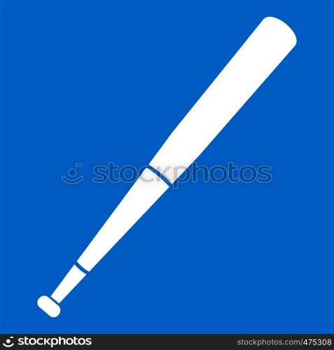 Black baseball bat icon white isolated on blue background vector illustration. Black baseball bat icon white