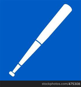 Black baseball bat icon white isolated on blue background vector illustration. Black baseball bat icon white