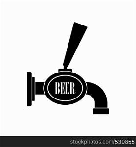 Black beer tap icon in simple style on a white background. Black beer tap icon, simple style