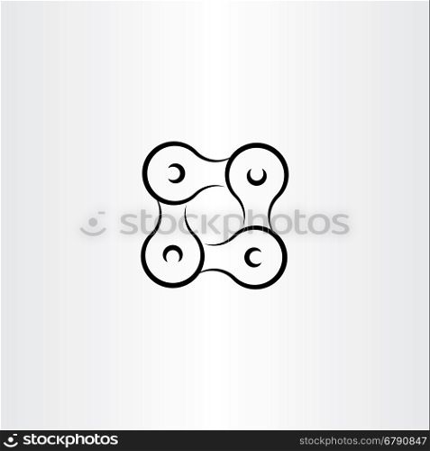 black bicycle chain icon vector metal