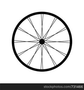 Black bicycle wheel icon with spoons on a white background. Bicycle wheel icon