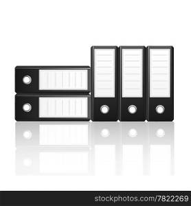 Black binders vertical and horizontal isolated on white background, vector illustration