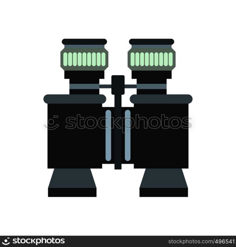 Black binoculars flat icon isolated on white background. Black binoculars flat icon