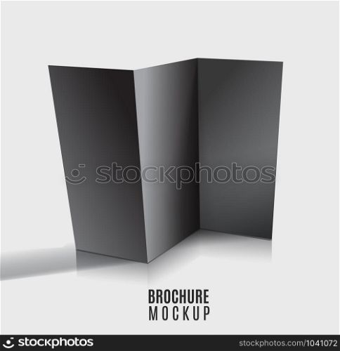 Black blank tri-fold brochure design isolated. Mockup layout.. Black blank tri-fold brochure design isolated. Mockup design.