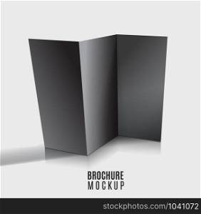 Black blank tri-fold brochure design isolated. Mockup layout.. Black blank tri-fold brochure design isolated. Mockup design.