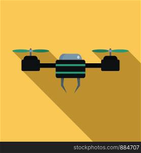 Black blue drone icon. Flat illustration of black blue drone vector icon for web design. Black blue drone icon, flat style