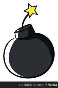 Black bomb, illustration, vector on white background.