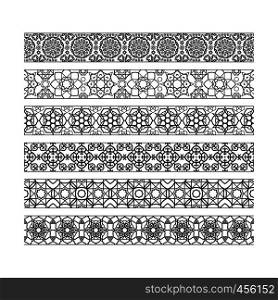 Black borders with arabic pattern. Vector illustration. Black borders with arabic pattern