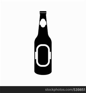 Black bottle of beer icon in simple style on a white background. Black bottle of beer icon, simple style