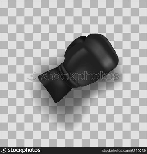 Black Boxing Glove on Grey Checkered Background. Black Boxing Glove
