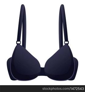 Black bra icon. Cartoon of black bra vector icon for web design isolated on white background. Black bra icon, cartoon style