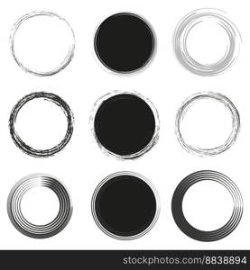 black brush circles. Circle frame set. Vector illustration. EPS 10.. black brush circles. Circle frame set. Vector illustration.