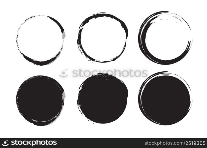 Black brush circles. Design element. Brush texture. Vector illustration. stock image. EPS 10.. Black brush circles. Design element. Brush texture. Vector illustration. stock image.