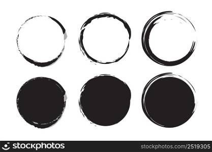 Black brush circles. Design element. Brush texture. Vector illustration. stock image. EPS 10.. Black brush circles. Design element. Brush texture. Vector illustration. stock image.