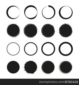 Black brush circles. Round frame set. Vector illustration. stock image. EPS 10.. Black brush circles. Round frame set. Vector illustration. stock image.