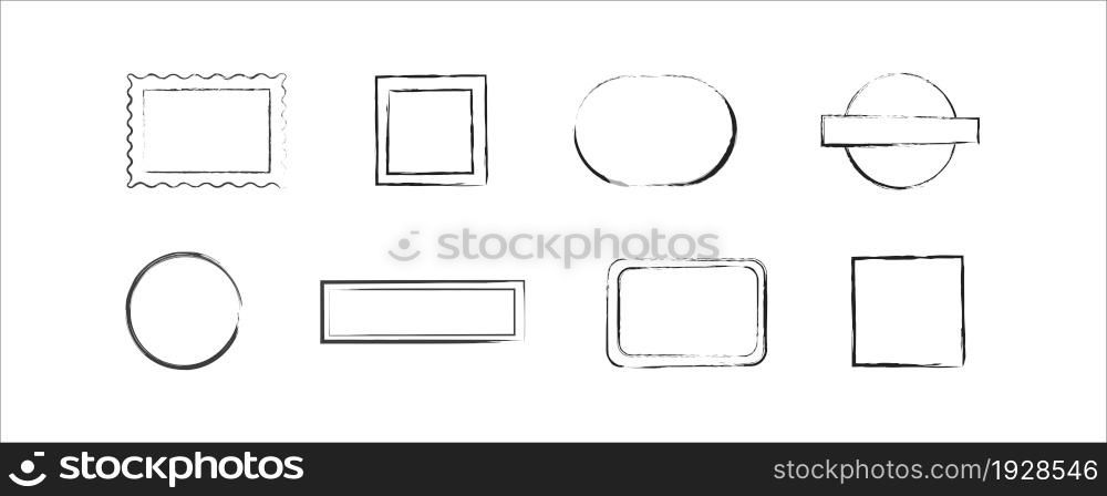 Black brush frame paint for your text and design. Vector isolated illustration in flat style.