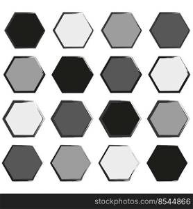 Black brush hexagons. Vector illustration. stock image. EPS 10.. Black brush hexagons. Vector illustration. stock image. 