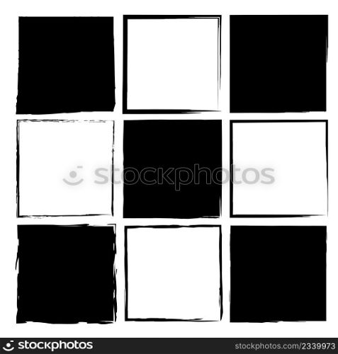 Black brush squares in modern style. Watercolor brush texture.  Grunge texture. Vector illustration. stock image. EPS 10.. Black brush squares in modern style. Watercolor brush texture.  Grunge texture. Vector illustration. stock image. 
