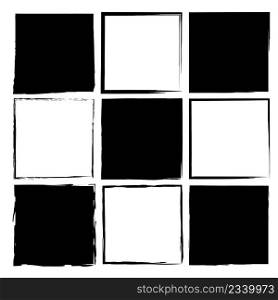 Black brush squares in modern style. Watercolor brush texture.  Grunge texture. Vector illustration. stock image. EPS 10.. Black brush squares in modern style. Watercolor brush texture.  Grunge texture. Vector illustration. stock image. 