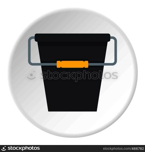 Black bucket icon in flat circle isolated vector illustration for web. Black bucket icon circle