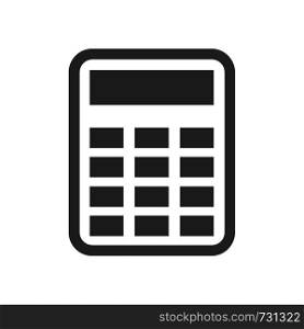 black calculator icon on a white background. black calculator icon