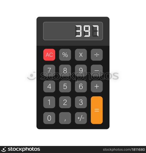 Black calculator white background. Modern design. Electronic portable calculator. Vector stock illustration. Black calculator white background. Modern design. Electronic portable calculator. Vector stock illustration.