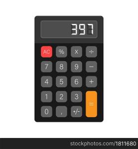 Black calculator white background. Modern design. Electronic portable calculator. Vector stock illustration. Black calculator white background. Modern design. Electronic portable calculator. Vector stock illustration.