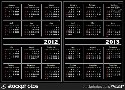 Black calendar template.