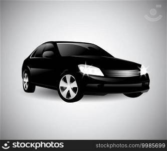 Black car side. silhouette Vector illustration
