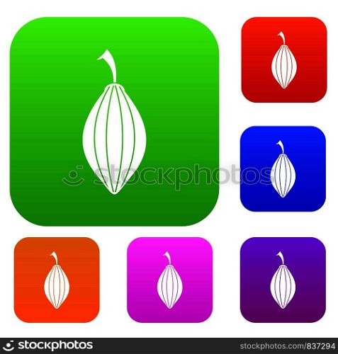 Black cardamom pod set icon color in flat style isolated on white. Collection sings vector illustration. Black cardamom pod set color collection