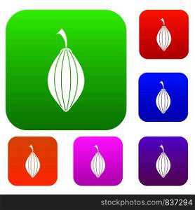 Black cardamom pod set icon color in flat style isolated on white. Collection sings vector illustration. Black cardamom pod set color collection