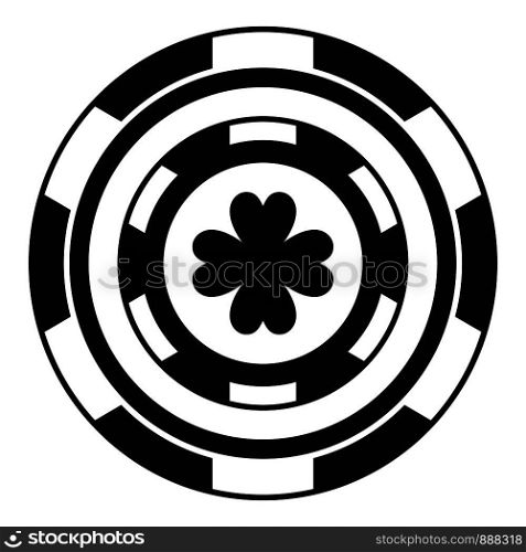 Black casino chip icon. Simple illustration of black casino chip vector icon for web design isolated on white background. Black casino chip icon, simple style