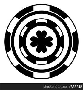 Black casino chip icon. Simple illustration of black casino chip vector icon for web design isolated on white background. Black casino chip icon, simple style
