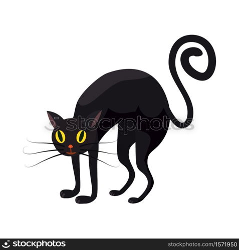 Black cat, holiday Halloween, character attribute icon. Black cat, holiday Halloween, character, attribute, icon, vector, illustration, isolated, cartoon style