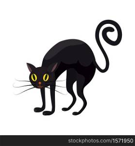 Black cat, holiday Halloween, character attribute icon. Black cat, holiday Halloween, character, attribute, icon, vector, illustration, isolated, cartoon style