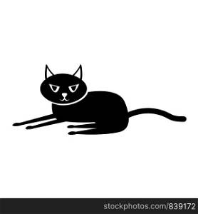 Black cat icon. Simple illustration of black cat vector icon for web design isolated on white background. Black cat icon, simple style