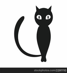 Black cat on white background. Vector illustration for Halloween holiday.