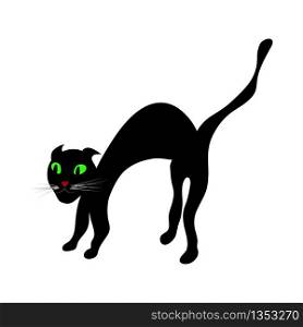 Black Cat Over White Background for Creating Halloween Designs. Vector illustration.