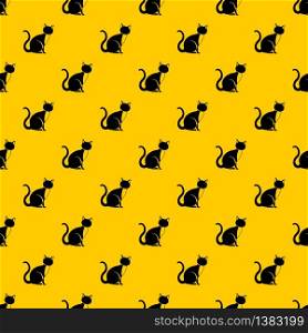 Black cat pattern seamless vector repeat geometric yellow for any design. Black cat pattern vector