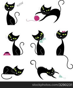 Black cat silhouette collection