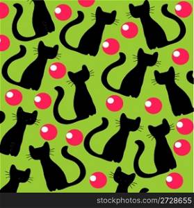 black cats on green background