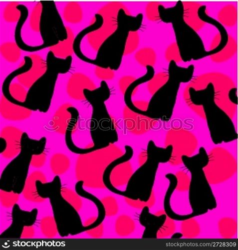 black cats on pink background