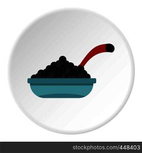 Black caviar icon in flat circle isolated vector illustration for web. Black caviar icon circle