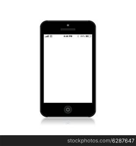 Black cellular telephone with the white screen. A vector illustration