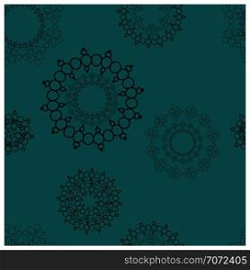 Black chain bracelets on teal background seamless pattern. Trendy accessories sketch clipart. Jewels textile, background, web, wrapping paper. Vector illustration. Black bracelets endless design decor texture.